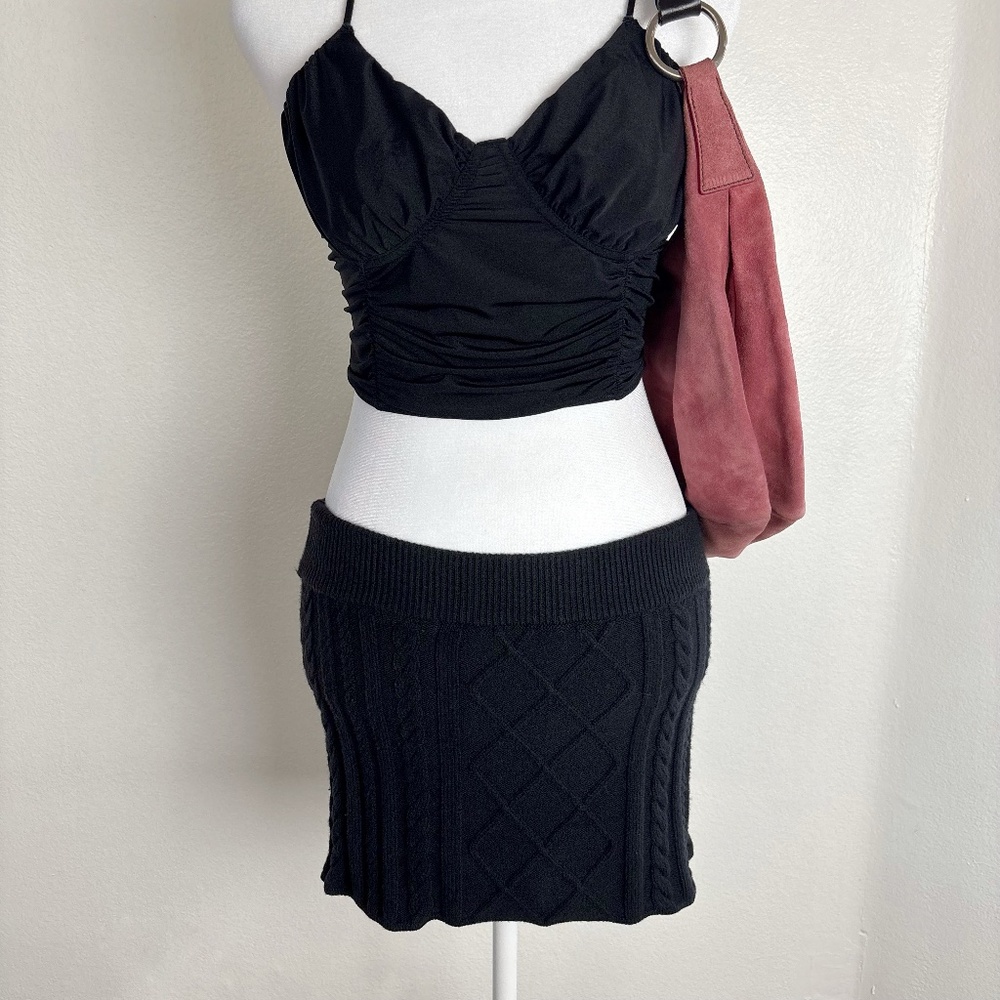 Kith Cable Knit Mini Skirt | Size Small | Black